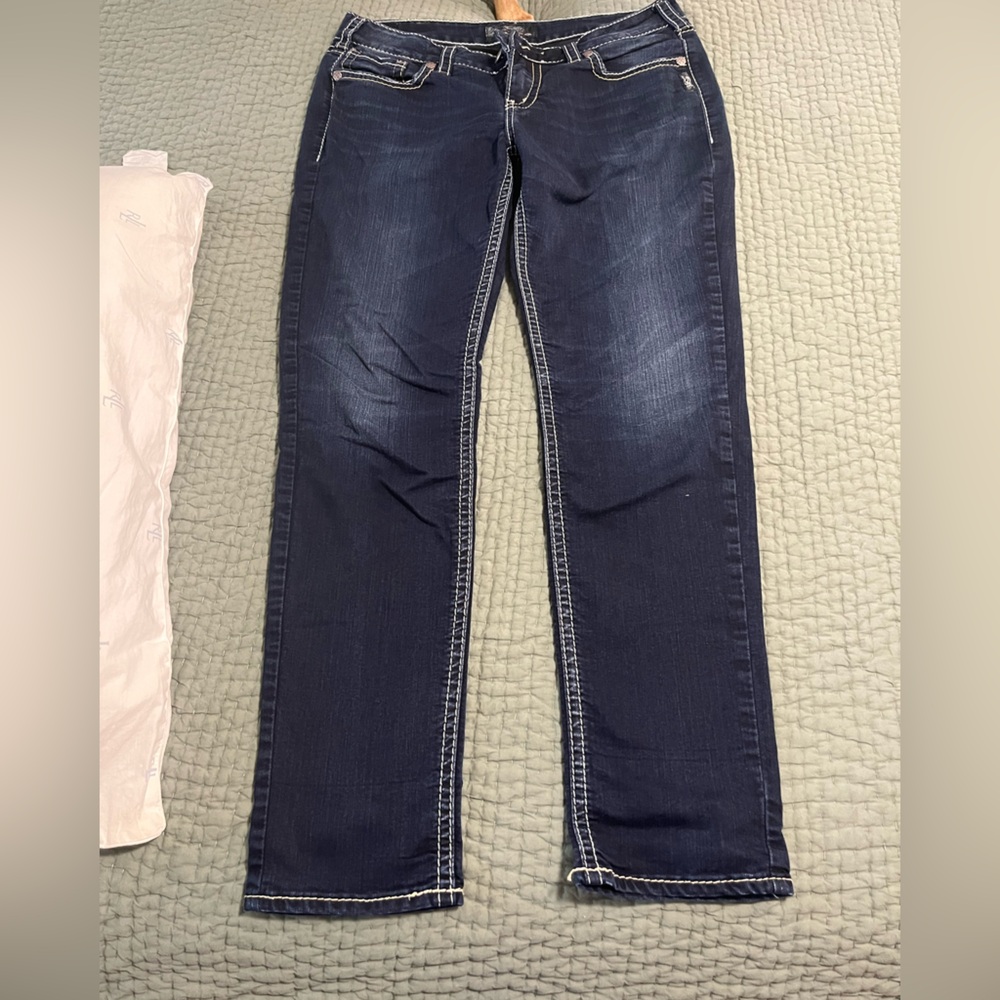 Silver Jeans Women's Dark Blue Straight Leg Denim